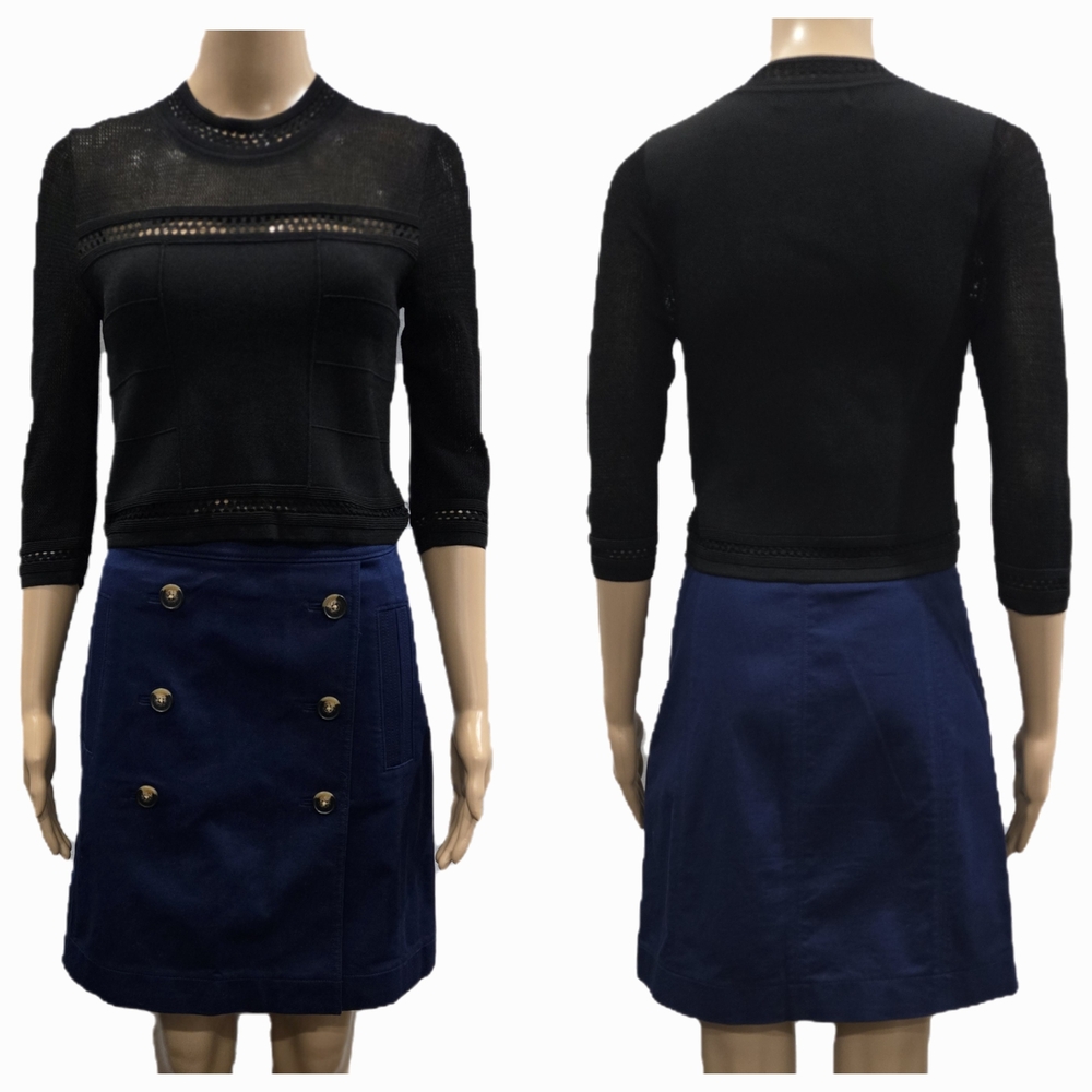 Alexis Black Mesh Panel Bandage Cropped Knit Top Size S - Picture 6 of 9